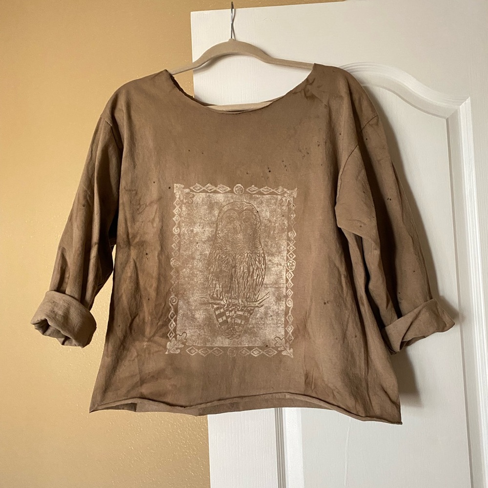 Ancient Iris Alchemy Hand Dyed Owl Cotton Tee